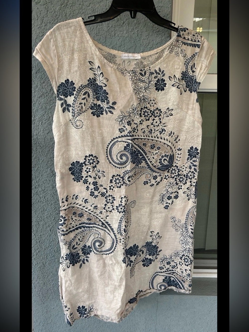 Women’s Linen Floral Paisley Pullover Lightweight Pockets Dress Size *Read*